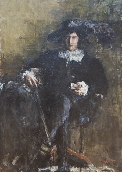 座る銃士 1920年頃（油彩・キャンバス） 作： Antonio Mancini