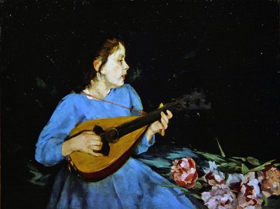 マンドリン奏者（油彩・キャンバス） 作： Antonio Mancini