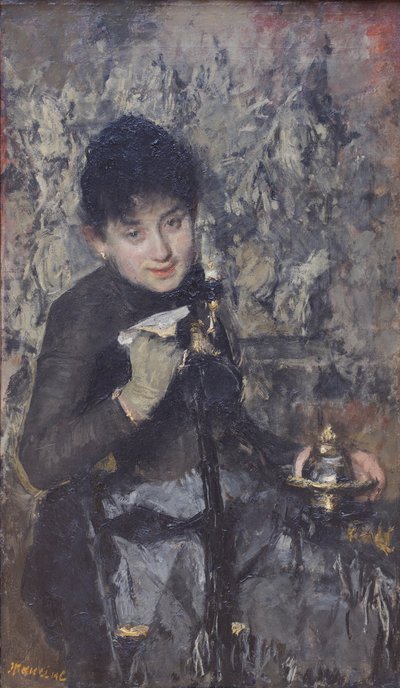 インク壺を持つ女 1875年頃 油彩・カンヴァス 作： Antonio Mancini