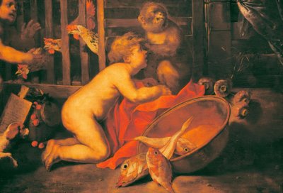 プッティ、サル、魚のボウル 作： Antonio Maria Vassallo