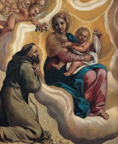 マドンナと子供と聖フランシス、1605 作： Antonio Marziale Carracci