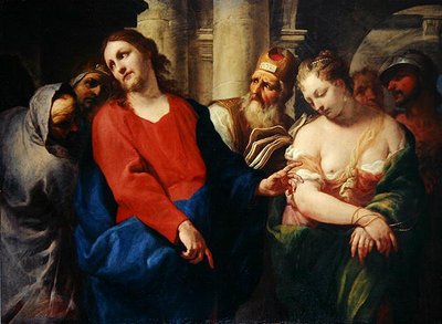 キリストの前の姦婦」（油彩・キャンバス） 作： Antonio Molinari