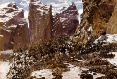 ロンセスバレス（スペイン語ではRoncesvalles）。北スペインの風景。Antoni MUNOZ i DEGRAIN（1841-1924）による絵画、19世紀後半。キャンバスに油彩。スペイン、バレンシア、Museo de Bellas Artes San Pio V. 作： Antonio Munoz Degrain