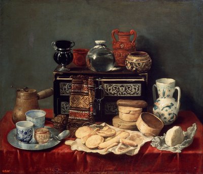 黒檀の胸のある静物、1652年。 作： Antonio Pereda y Salgado