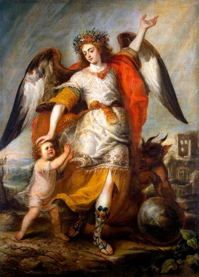 守護天使」、1646年。 作： Antonio Pereda y Salgado de