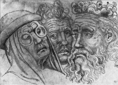 バジャルディアルバムの3人の男性の頭 作： Antonio Pisanello
