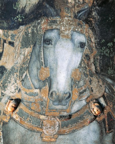 馬具をつけた馬（『聖ゲオルギウスと王女』の細部 作： Antonio Pisanello