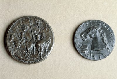 クレモナの領主フランチェスコ・スフォルツァの馬上のメダル（ブロンズ 作： Antonio Pisanello