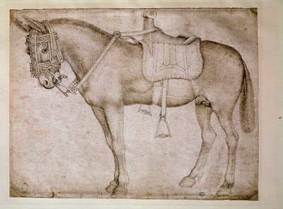 ミュールのハーネス。アントニオ・ピサーノ(1380-1455)のドローイング 作： Antonio Pisanello