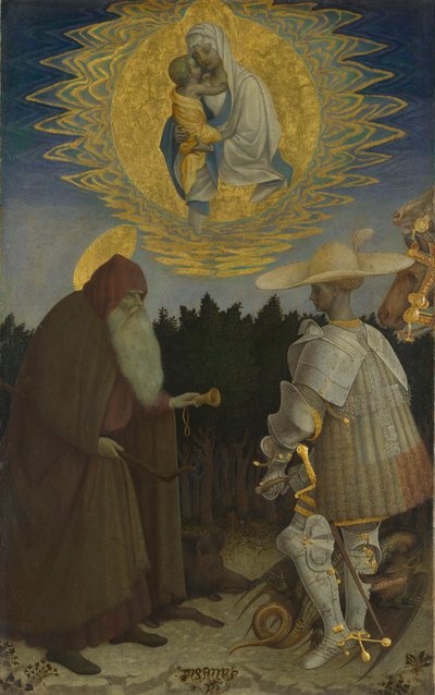 聖人との聖母子アンソニーアボットとジョージc。 1440 作： Antonio Pisanello