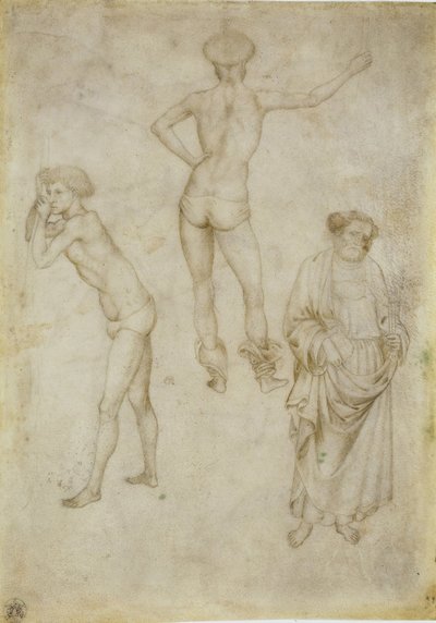 2人の男性像研究と聖ペテロ、1430-1435 作： Antonio Pisanello
