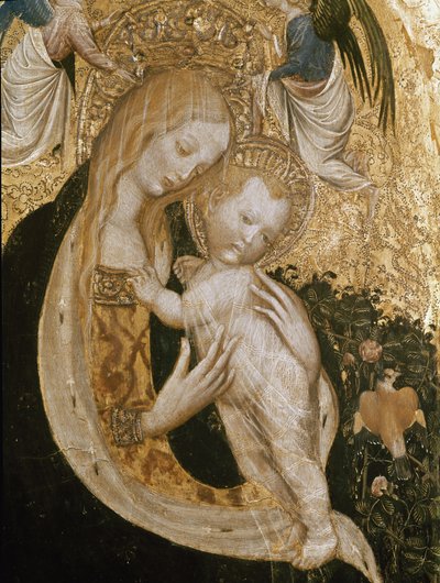 ウズラを抱く聖母（木地にデトレンペ、1420年頃 作： Antonio Pisanello