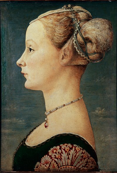 若い女性の肖像」（または「貴婦人の肖像」）。 作： Antonio Pollaiuolo