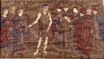 聖人の生涯を描いたタペストリー「大勢の人にキリストを指し示す洗礼者ヨハネ」（織物） 作： Antonio Pollaiuolo