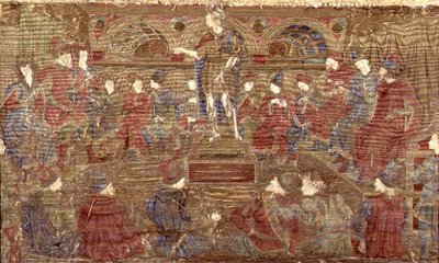ヘロデを叱責する洗礼者ヨハネ、聖人の生涯の一場面を描いたタペストリー（織物） 作： Antonio Pollaiuolo