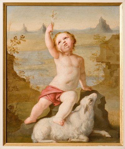 幼児聖ヨハネ (ボール紙に油彩) 作： Antonio Simonazzi