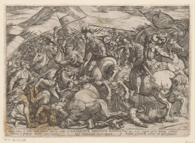 イスラエル人はアマレク人と戦う Amalecitae adversus Moysen qui orando vincibat (オブジェクトのタイトル) 旧約聖書の戦闘シーン（シリーズタイトル） 作： Antonio Tempesta