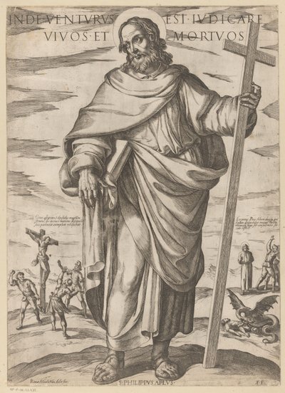 聖フィリップの そこから彼は生者と死者を裁くためにやってくる（オブジェクトのタイトル） Christ, Mary en de apostle (シリーズタイトル) 作： Antonio Tempesta