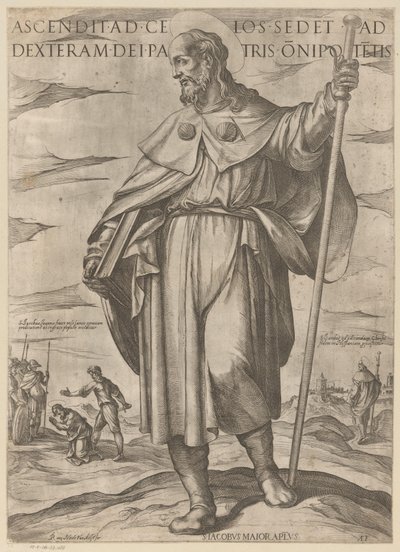 De heilige Jakobus de Meerdere 天に昇った者は、全能の父なる神の右座に座る（対象の称号） Christ, Mary en de apostle (シリーズタイトル) 作： Antonio Tempesta