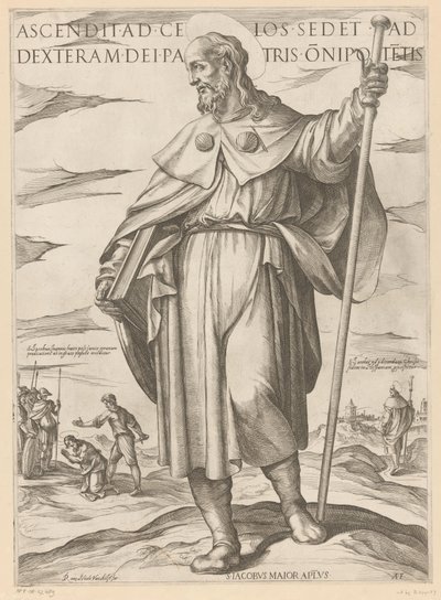 De heilige Jakobus de Meerdere 天に昇った者は、全能の父なる神の右座に座る（対象の称号） Christ, Mary en de apostle (シリーズタイトル) 作： Antonio Tempesta