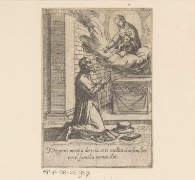 De heilige Philippus plaast zich onder de hoede van Maagd Maria Het Leven van Philippus Benitius (シリーズタイトル) B. Philippi Benicius Florent の生涯。 順序。 B.聖母マリアのしもべ（シリーズタイトル） 作： Antonio Tempesta