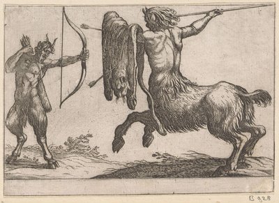 サテュロスを攻撃するケンタウロス 戦う動物（シリーズタイトル） 作： Antonio Tempesta