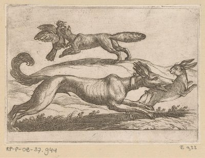 キツネはニワトリを攻撃し、犬はノウサギを攻撃する 戦う動物（シリーズタイトル） 作： Antonio Tempesta