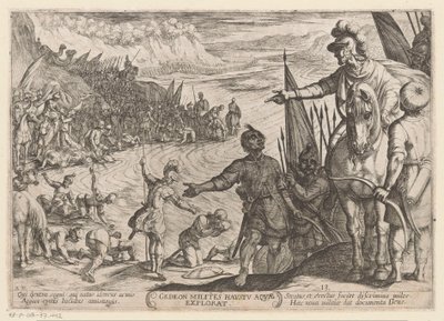 ギデオンは兵士を選ぶ Gedeon milites haustu aquae explorat (オブジェクトのタイトル) 旧約聖書の戦闘シーン（シリーズタイトル） 作： Antonio Tempesta