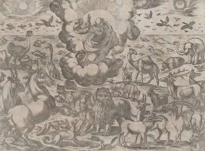 動物を創造する神、約。 1590-1630。 作： Antonio Tempesta