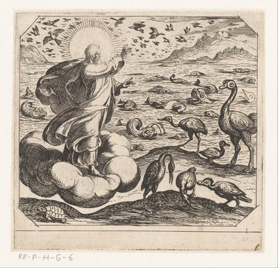 神は鳥と魚を創造する The Creation（シリーズタイトル） 作： Antonio Tempesta