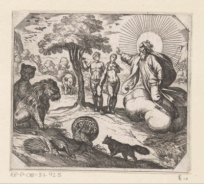 神はアダムとイブが知識の木から食べることを禁じた The Creation（シリーズタイトル） 作： Antonio Tempesta