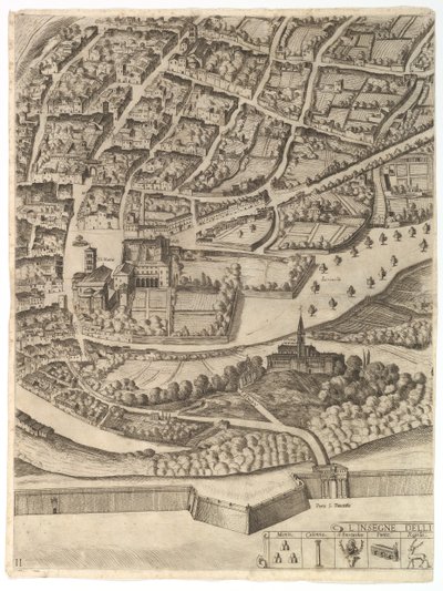 ローマ市の計画。サンパンクラツィオ左岸のパート11、1645。 作： Antonio Tempesta
