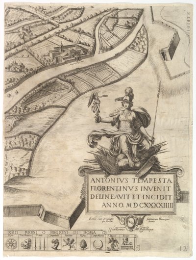 ローマ市の計画。都市の南西部の国境と大型車とのパート12 ...、1645。 作： Antonio Tempesta