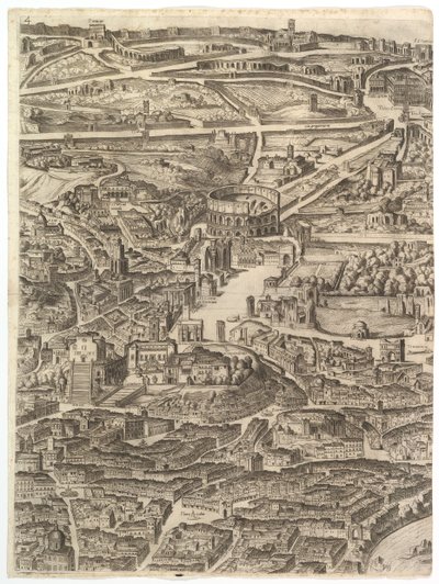 ローマ市の計画。アラコエリのサンタマリア、フォーラムロマナム、...、1645とのパート4 作： Antonio Tempesta