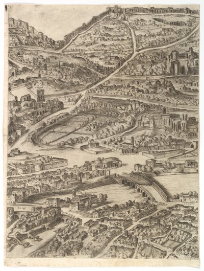 ローマ市の計画。パート5、カラカラ浴場、サンタサビナ、...のパート、1645 作： Antonio Tempesta