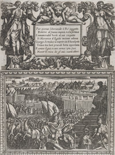 プレート 17: カント XVII への挿絵、トルカト タッソの「解放されたエルサレム...」より。 1590-1630。 作： Antonio Tempesta