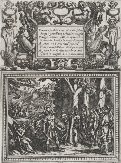 プレート 18: カント XVIII への挿絵、トルカト タッソの「Gerusalemme liberat...」より。 1590-1630。 作： Antonio Tempesta