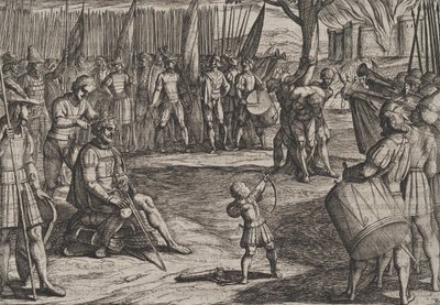 プレート 20: 髪を切ったシビリス、「バタヴィアン R に対するローマ人の戦争」より、1611 年。 作： Antonio Tempesta