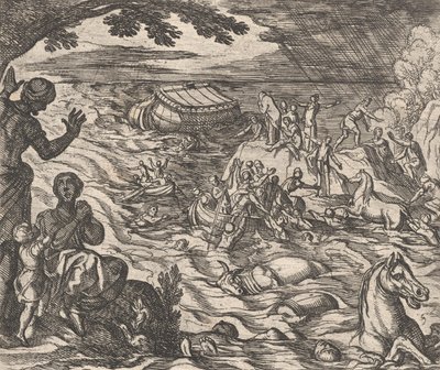 プレート 7: The Flood Diluvium.、Ovid の「Metamorphoses」より、1606 年。 作： Antonio Tempesta