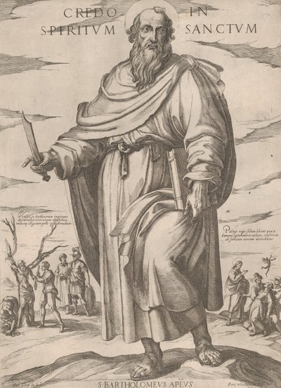 シリーズ「キリスト、マリア、使徒たち」の聖バーソロミュー。 1590年頃 1610年。 作： Antonio Tempesta