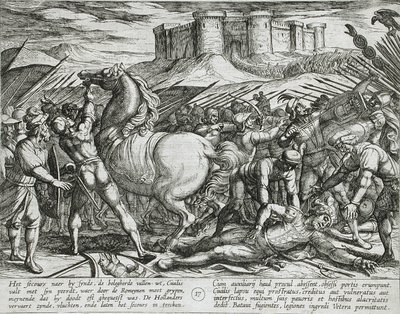 ローマ人はキウィリスの馬によって、彼が死んだか負傷したと思い込まされた 作： アントニオ・テンペスタ