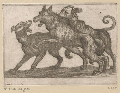 オオカミと戦う 2 匹の犬 戦う動物（シリーズタイトル） 作： Antonio Tempesta