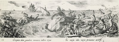 クジラ狩り、アントニオ・テンペスタ作（1555-1630）、彫刻、イタリア 作： Antonio Tempesta