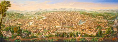 Janiculum の丘からのローマのパノラマ ビュー 作： Antonio Testa