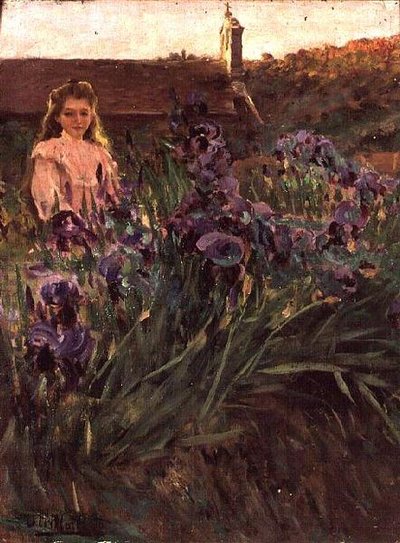 エルミタージュの近くの少女（キャンバスに油彩） 作： Antonio Utrillo I Viadera