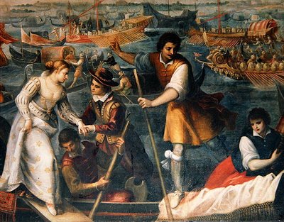 1489年のヴェネツィアでのカタリーノコルナーロの皮剥ぎ 作： Antonio Vassilacchi