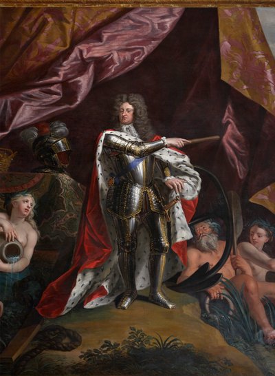 英国の提督としてのデンマークの王子、ジョージ、女王の応接室の詳細 作： Antonio Verrio