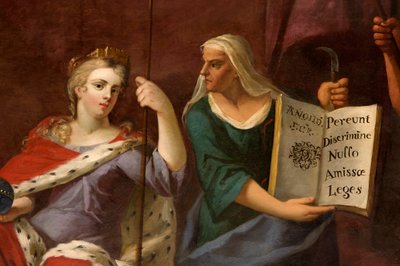 ブリタニアとしてのアン女王、預言者とともに、「女王の応接室」の詳細 作： Antonio Verrio