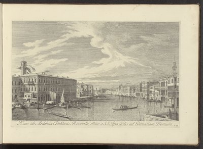 Gezicht op het Canal Grande te Venetië ここから、SS の反対側にあるリヴォアルティの公邸へ。 グリマーナ家への使徒たち (オブジェクトのタイトル) アントニオ・ヴィッセンティーニがパーツ t で印刷した、アントニウス運河の真鍮製の 38 枚のパネルからの、ヴェネツィアの街の最も有名な景色 作： Antonio Visentini