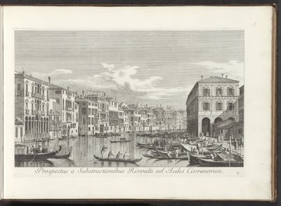 Gezicht op het Canal Grande te Venetië Rivoalti の下部構造から Aedes Civranorum までの眺め (オブジェクトのタイトル) アントニオ・ヴィッセンティーニによって真鍮に印刷されたアントニウス・カナルの 38 枚のパネルから、ヴェネツィアの街の最も有名な景色が 3 つの部分に分けられています。 p 作： Antonio Visentini